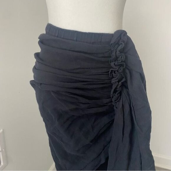 Just Bee Queen Tulum Skirt Black Linen Asymmetrical Boho Beach XS - Picture 4 of 13